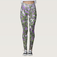Leggings van Paarse en Witte snijbloemen