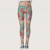Leggings van rode Floral (Voorkant)