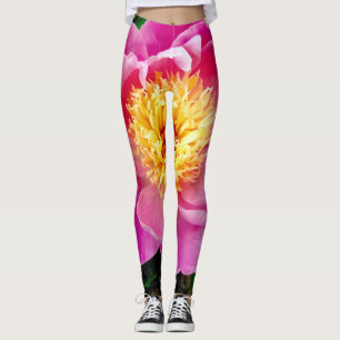 Leggings van roze en geel Dahlia Floral