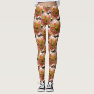 Leggings van roze en gele tulpen