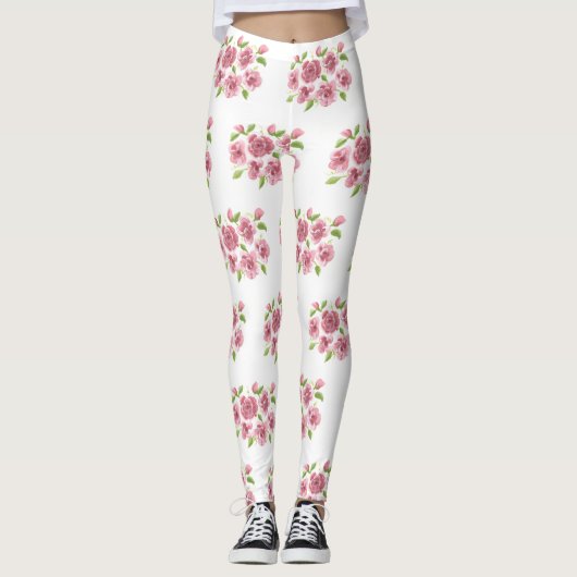 Leggings van roze posieën (Voorkant)