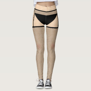 Leggings van visnetkousen en van zwarte knikkel