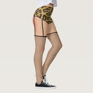 Leggings van visnetten en luipaarden