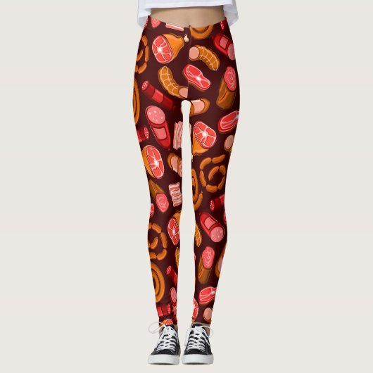 Leggings van worst en vleespatroon (Voorkant)