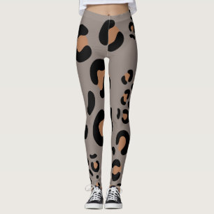 Leggings van zwarte en bruine luipaard