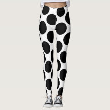 Leggings van zwarte en witte reuzenpolka