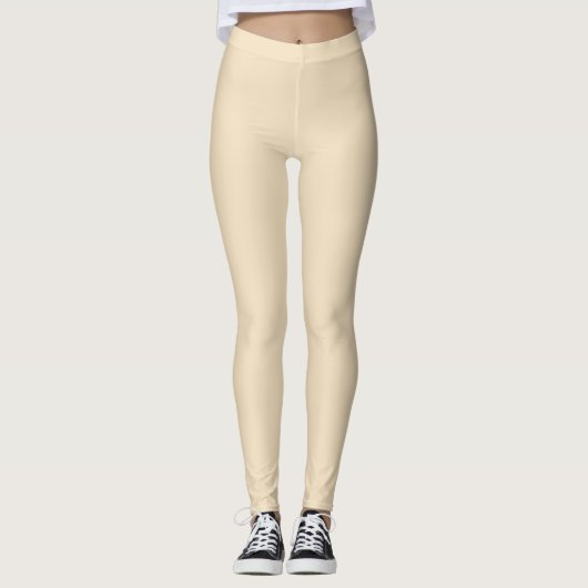 Leggings Vanille Beige couleur solide (Devant)