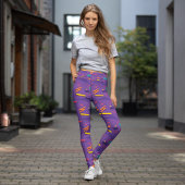 Leggings Vaporwave Synthwave 90s Géométrie Violette