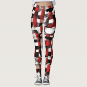 Leggings Variation rouge, blanche et noire À damiers Leggin (Devant)