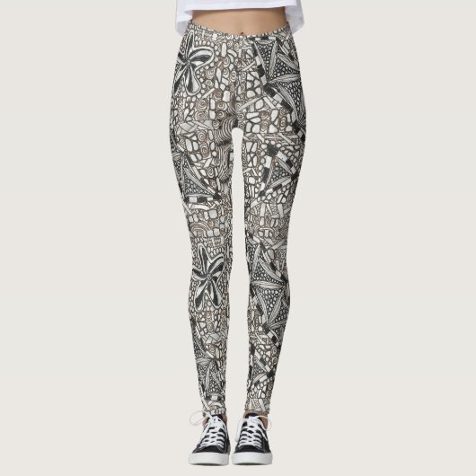 Leggings variation zen noire et blanche (Devant)
