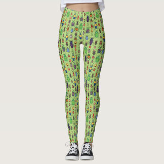 Leggings variété de coléoptères sur vert