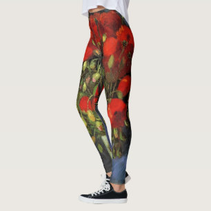 Leggings Vase aux Coquelicots Rouges par Vincent van Gogh