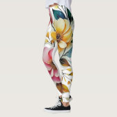 Leggings vecteur d'art floral rose pastel (Gauche)