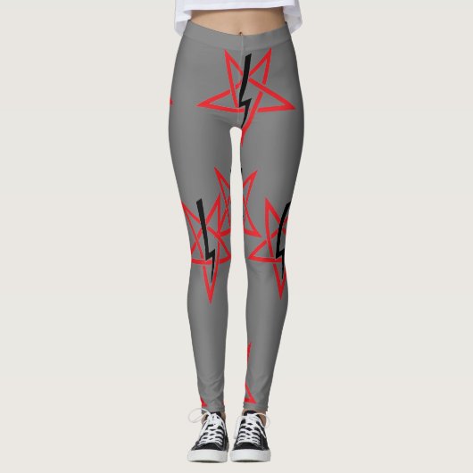 Leggings Veille rouge et noire d'Anton LaVey sur Grey (Devant)