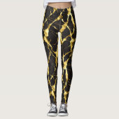 Leggings Veines d'or en Jambes de marbre noir - Riche (Devant)