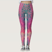 Leggings « Vellum éthéré » – Abstrait bleu sarcelle rose (Devant)