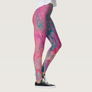 Leggings « Vellum éthéré » – Abstrait bleu sarcelle rose