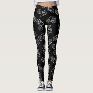 Leggings Vélo Vintage Imprimer Motif classique Vélo noir