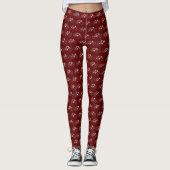 Leggings Vélos blancs sur Maroon (Devant)