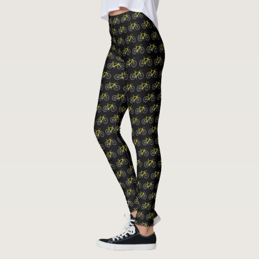 Leggings Vélos Jaunes Sur Noir (Gauche)