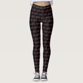 Leggings Vélos rouges sur fond noir (Devant)