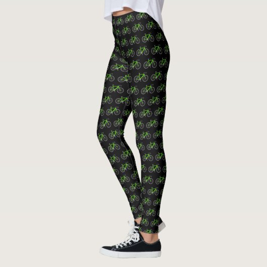 Leggings Vélos vert néon en noir (Gauche)