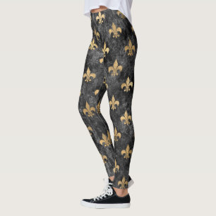 Leggings Velours noir Fleur de Lis Mardi Gras Orleans