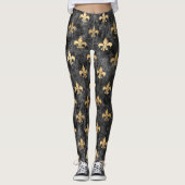 Leggings Velours noir Fleur de Lis Mardi Gras Orleans (Devant)