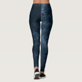 Leggings Velvety Navy Damask | Bleu foncé Grunge Baroque (Dos)