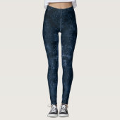 Leggings Velvety Navy Damask | Bleu foncé Grunge Baroque (Devant)
