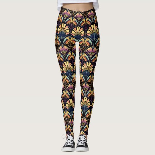 Leggings Ventilateur Art Déco Coloré (Devant)