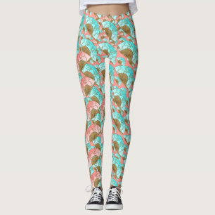 Leggings Ventilateurs fantaisistes orientaux en rose chaud,