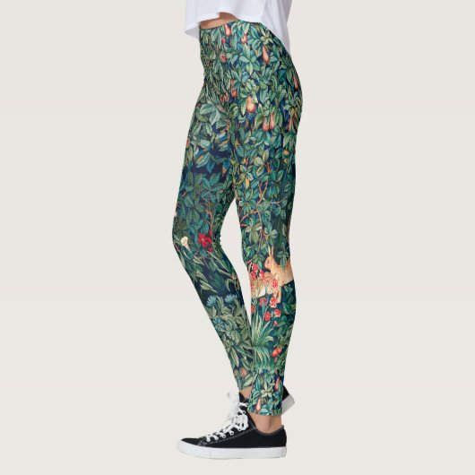 Leggings VERDURE, ANIMAUX FORESTIERS Hares Vert Floral (Gauche)