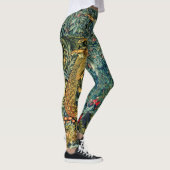 LEGGINGS VERDURE, ANIMAUX FORESTIERS, PEACOCK EN VERT FLORA (Droite)