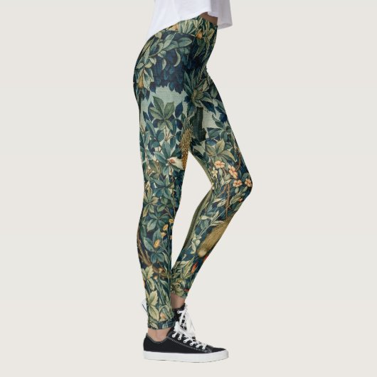 Leggings VERDURE, ANIMAUX FORESTIERS Pheasant, Fox, Vert Fl (Droite)
