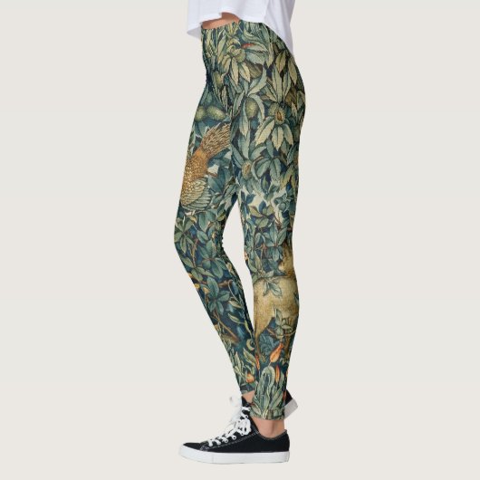 Leggings VERDURE, ANIMAUX FORESTIERS Pheasant, Fox, Vert Fl (Gauche)