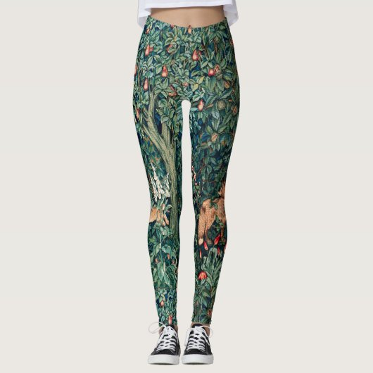 Leggings VERDURE, Hares d'ANIMAUX FORESTIERS, Renard, Flora (Devant)