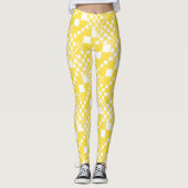 Leggings Vérifié, Chèques en citron jaune et blanc (Devant)