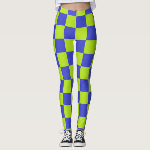 Leggings Vérifié vert citron et bleu