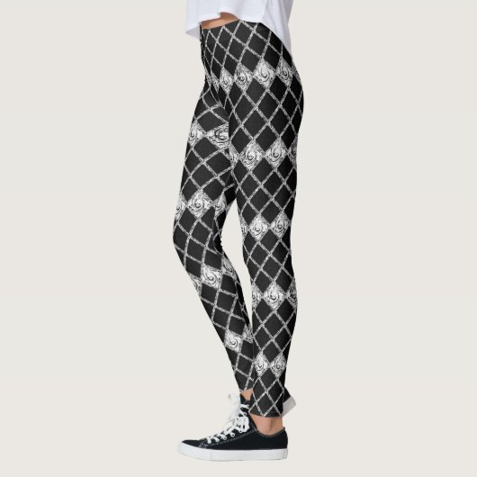 Leggings vérifier le motif noir blanc (Gauche)