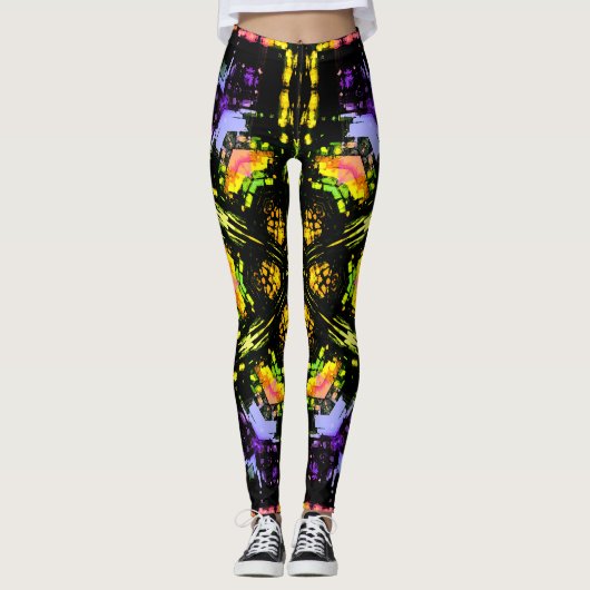 Leggings Verre floral Coupe de kaléidoscope (Devant)