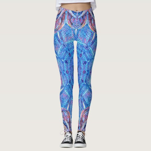 Leggings verre souillé en bleu et rouge (Devant)