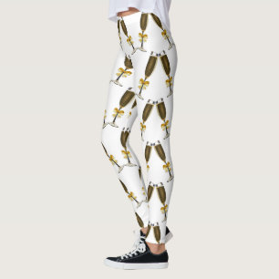 Leggings Verres de Champagne avec les arcs d'or