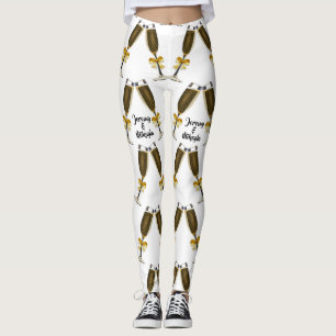 Leggings Verres de Champagne avec les arcs d'or