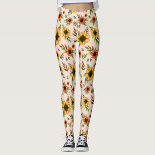 Leggings versierd met een levendig zonnebloempatro