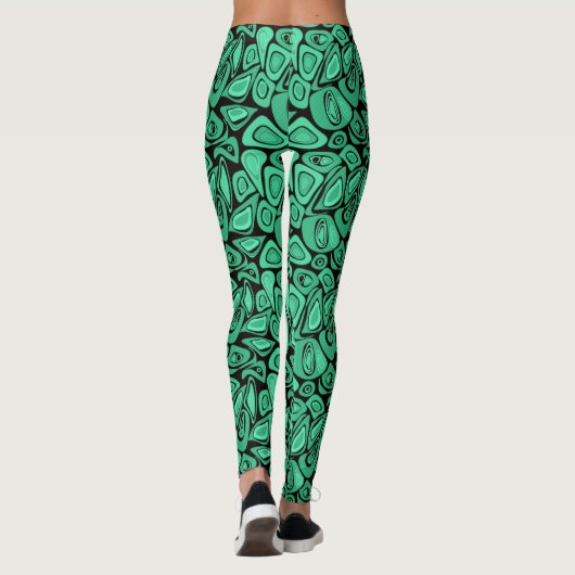 Leggings Vert, abstrait, rétro (Dos)