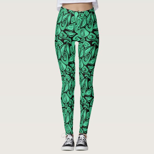 Leggings Vert, abstrait, rétro (Devant)