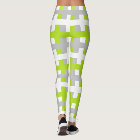 Leggings Vert, argent et blanc de chaux abstrait (Dos)