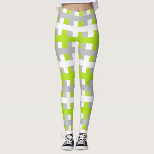 Leggings Vert, argent et blanc de chaux abstrait