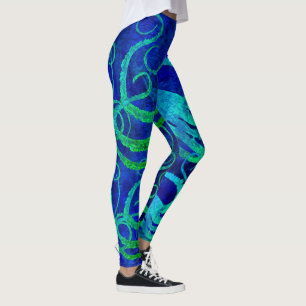 Leggings Vert bleu du poulpe 8 - guêtres